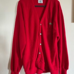 Vintage Lacoste knit cardigan. Red, XL.
